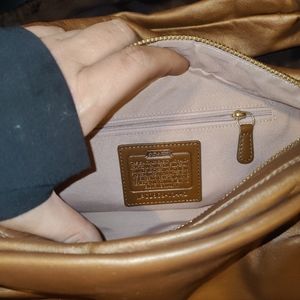 Bronze coach bag and dust cover